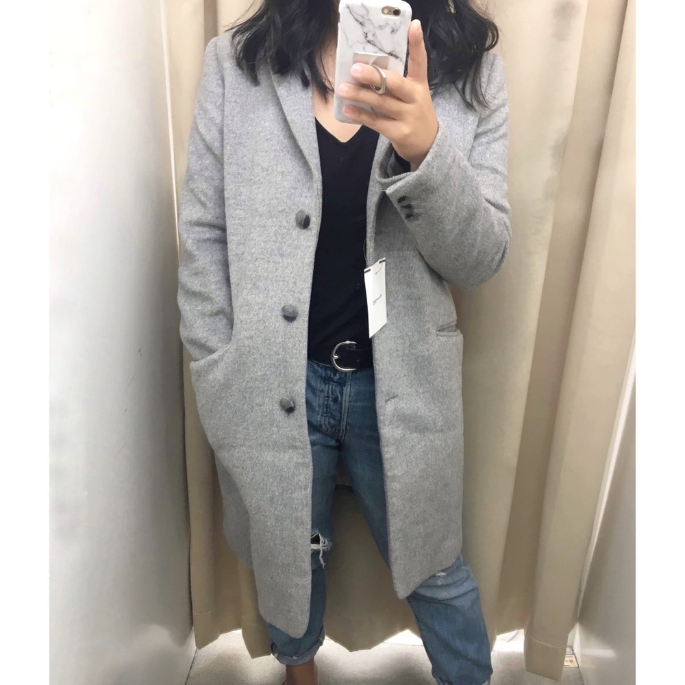 Grey wool blend coat (petite) size 38